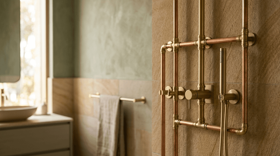Professional plumbing brass fixtures and copper pipes by FIXORA MECHANICAL LTD.
